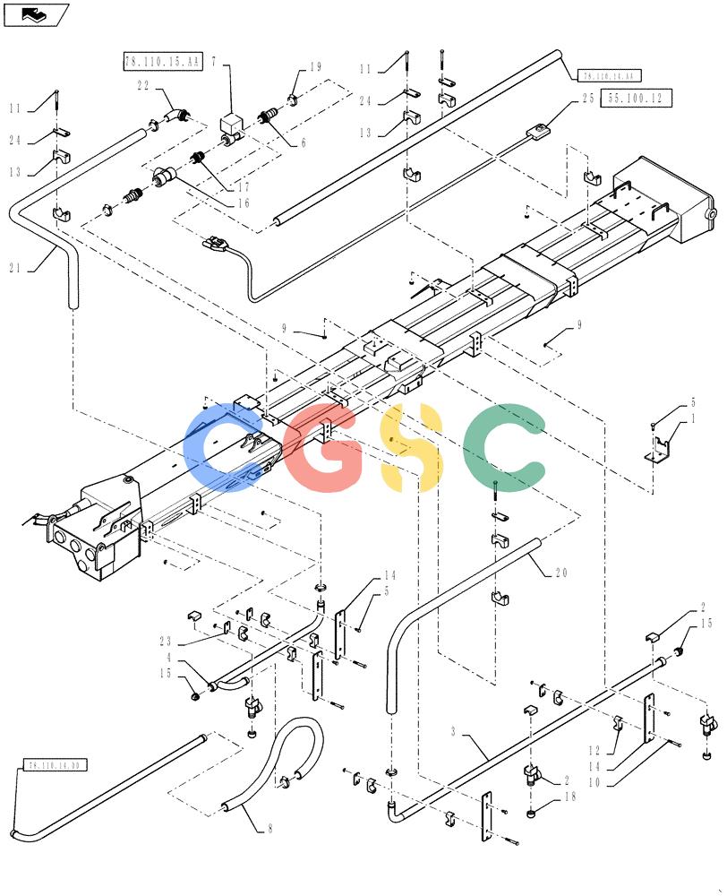凯斯零件查询(810) - FLEX-AIR APPLICATOR - 2012 (2/12-) (78.110.14.DC) - BOOM PLUMBING, 70', 2.5" TUBES, RH, INNER Case Agriculture