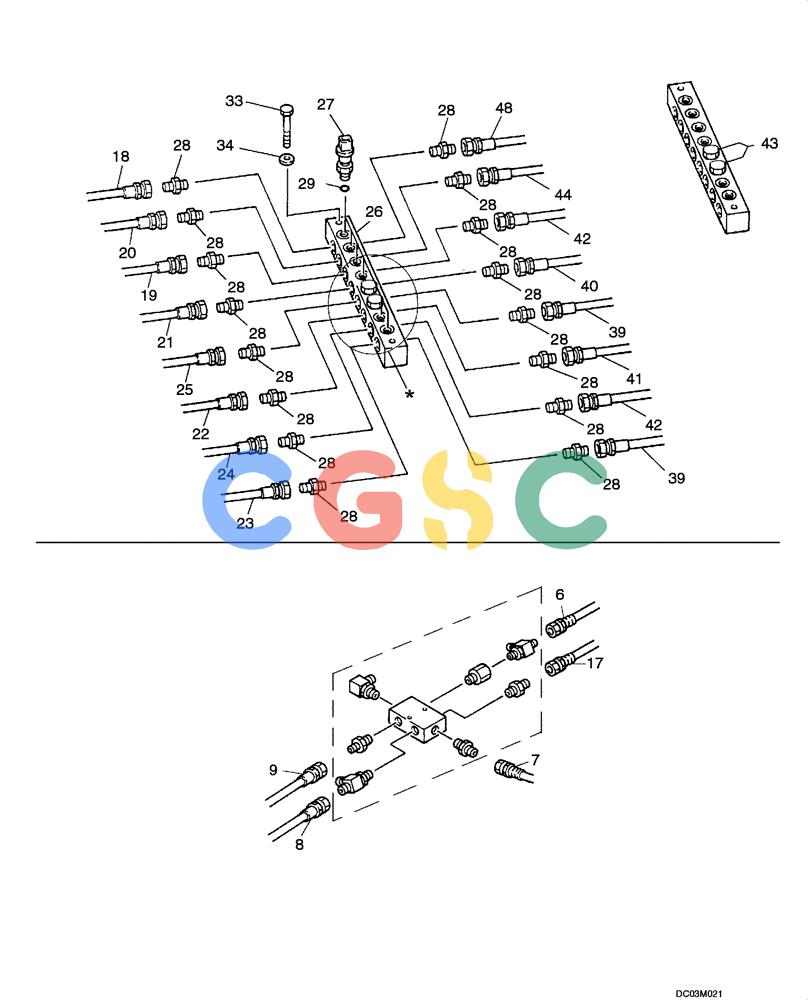 纽荷兰零件查询(EH215) - CRAWLER EXCAVATOR (9/03-) (08 -22[00]) - HYDRAULICS - PILOT CONTROL LINES, REMOTE CONTROL, BOOM AND ARM New Holland Constructuion