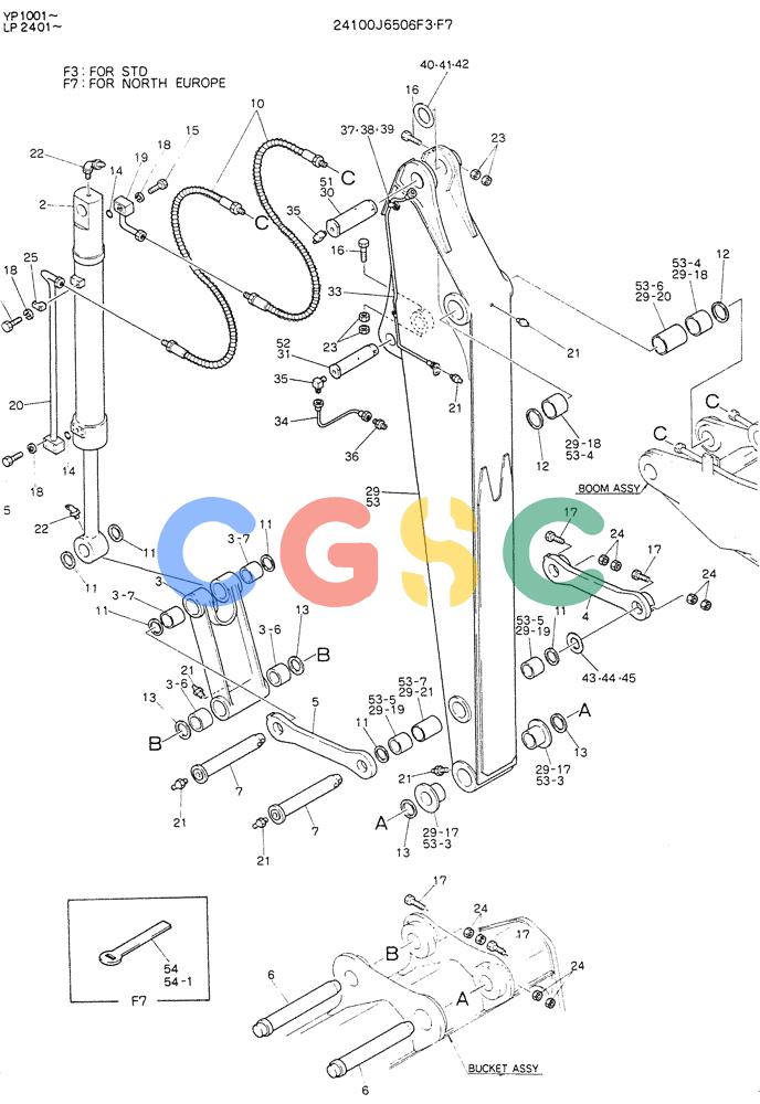 神钢零件查询(K905LC) - MARK II EXCAVATOR BTW YP1001 - YP1281 (1/87-12/03) (07-002) - ARM ASSY, 2.5M Kobelco
