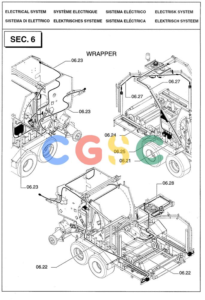 凯斯零件查询(RBX341) - SILAGE PACK ROUND BALER (3/03-12/05) (0.0022A[01]) - SECTION LIST 6 - ELECTRICAL SYSTEM Case Agriculture