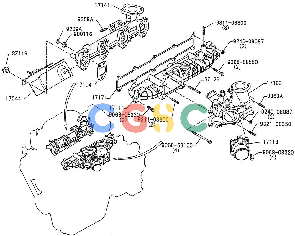 纽荷兰零件查询(E235BSRNLC) - CRAWLER EXCAVATOR ASN YU05-02001 (10-007[01]) - INTAKE AND EXHAUST SYSTEM New Holland Constructuion