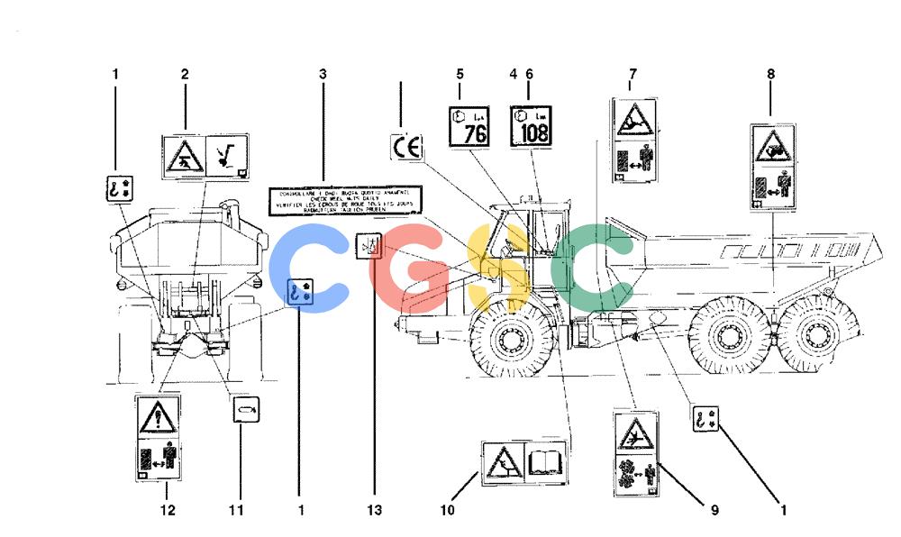 纽荷兰零件查询(AD250 (3.5 VERSION)) - ARTICULATED DUMP TRUCK (7/01-) (6.780[02]) - ACCESSORIES - PLATES New Holland Constructuion