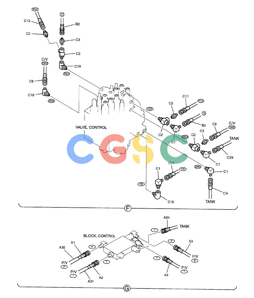 纽荷兰零件查询(E70) - MIDI CRAWLER EXCAVATOR (NA) (1/06-) (032) - CONTROL LINES, REMOTE (MULTI) New Holland Constructuion