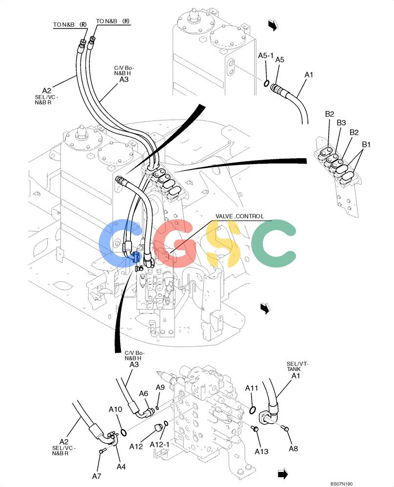 纽荷兰零件查询(E135B) - CRAWLER EXCAVATOR TIER 3 - ASN YH05-07001 (N8TA13006) (1/08-) (06-02[00]) - HYDRAULIC LINES, UPPER (NIBBLER & BREAKER) (YY03H00089F1 & YY03H00104F1) New Holland Constructuion