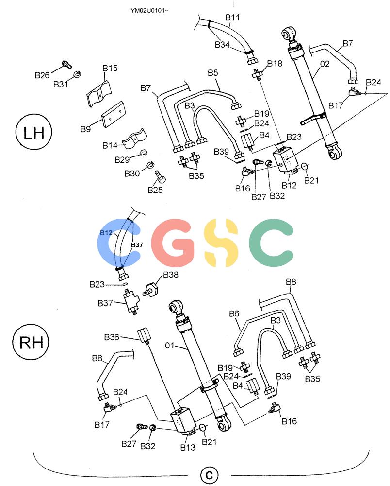 神钢零件查询(SK160LC) - DYNAMIC ACERA EXCAVATOR 11/2000 ASN YM02U0101 (11/00-12/02) (03-005[03]) - BOOM HYDRAULIC LINES 5.2M (17FT 1IN) (BOOM AND ARM SAFETY - N AND B) (OPT) Kobelco