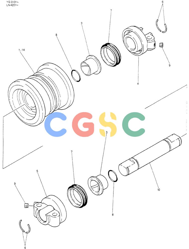 神钢零件查询(K907CLC) - EXCAVATOR BTW YG0101 - YG0500 (1/85-12/03) (05-004) - ROLLER ASSY Kobelco