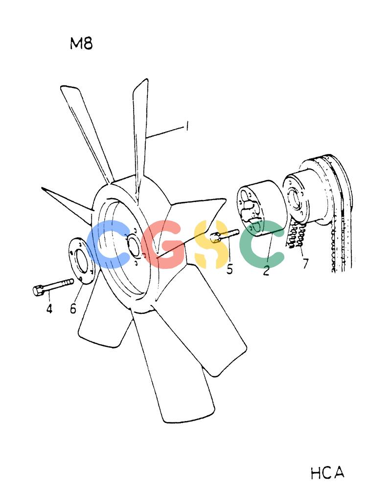 神钢零件查询(6D16-T) - MITSUBISHI DIESEL ENGINE - K907 & MD180LC (1/87-12/06) (02-006) - FAN & PULLEY Kobelco