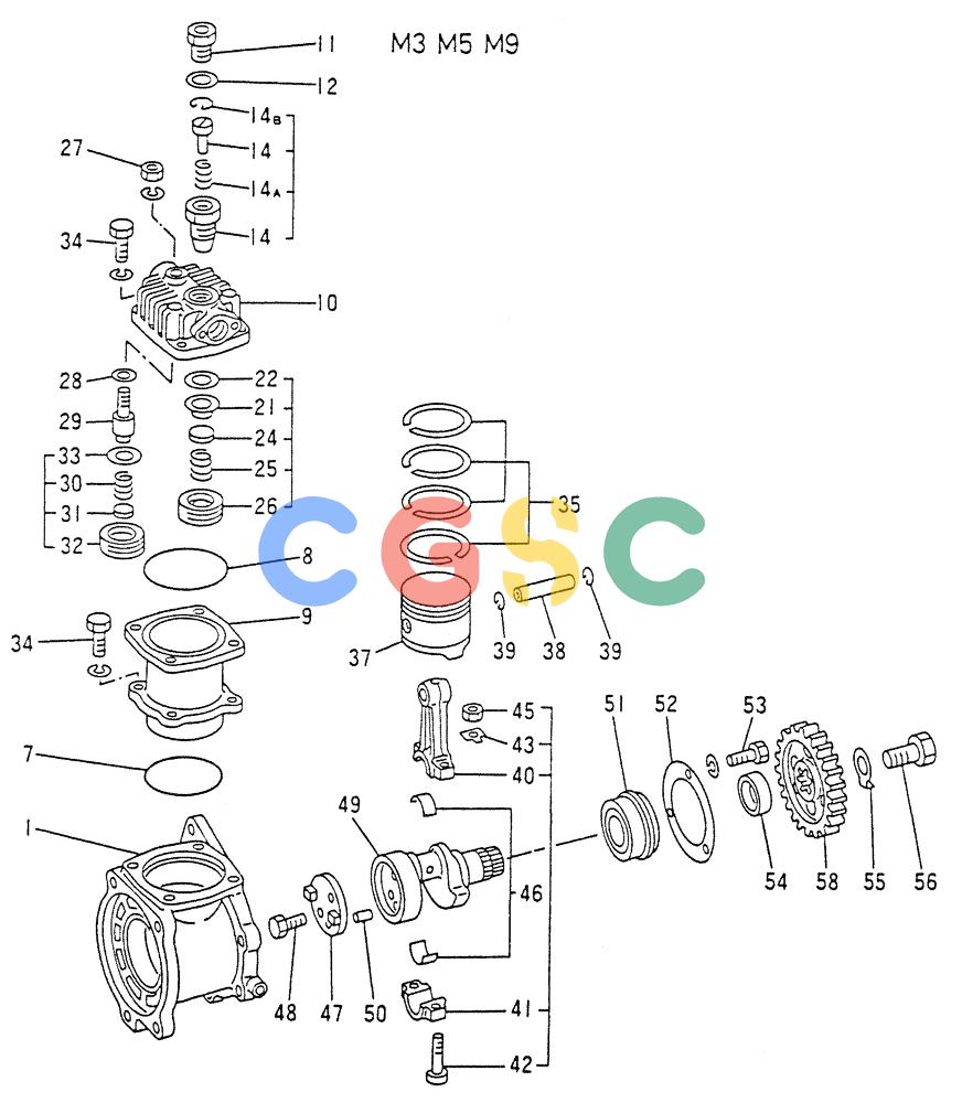 神钢零件查询(6D15) - MITSUBISHI DIESEL ENGINES - K907D & K907LC EXCAVATORS (1/86-12/06) (01-031[02]) - AIR COMPRESSOR (INNER PARTS) Kobelco