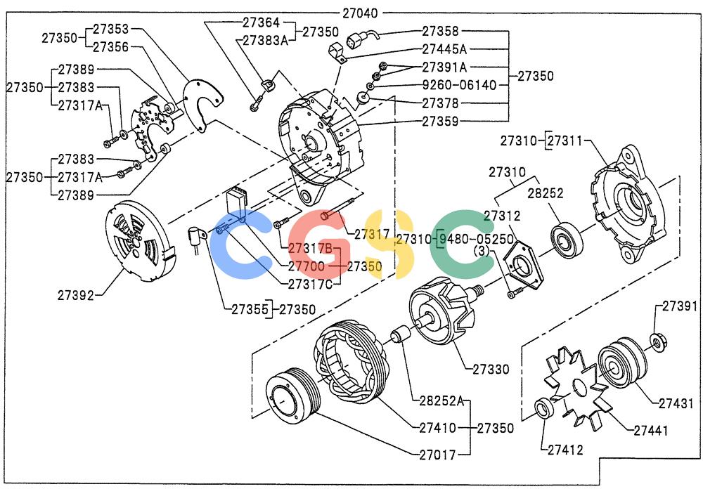 纽荷兰零件查询(E235BSRNLC) - CRAWLER EXCAVATOR ASN YU05-02001 (10-017) - ALTERNATOR New Holland Constructuion
