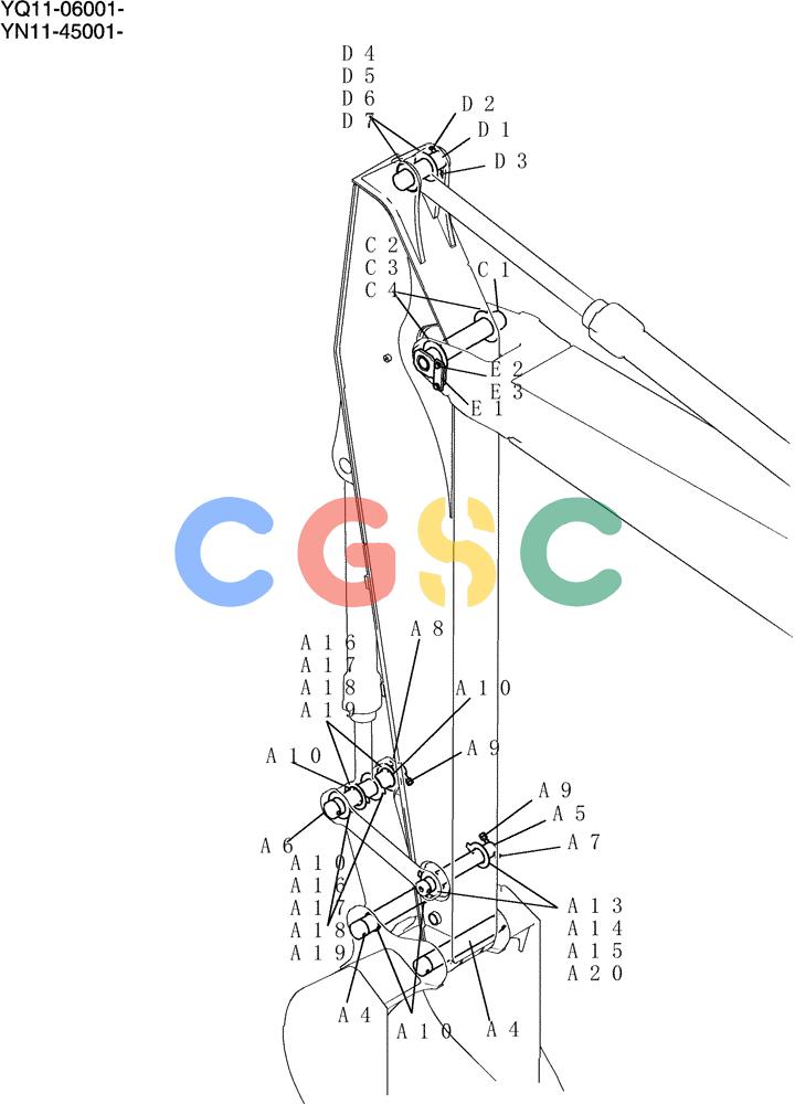 神钢零件查询(200-8) - EXCAVATOR S/N YN11-45001 - (1/06-12/09) (862-01-2) - ARM GROUP, LONG 3.5M (10FT 6IN) Kobelco