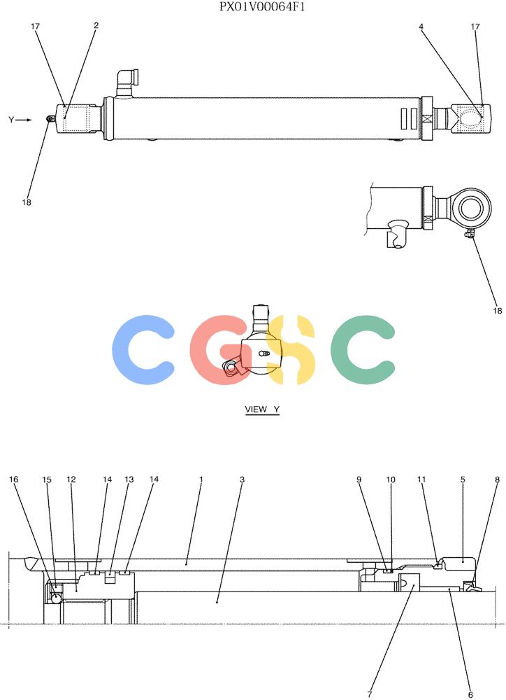 纽荷兰零件查询(E35SR) - COMPACT CRAWLER EXCAVATOR ASN PX13-15001 (N6TN61732) (NA) (1/06-) (07-034) - CYLINDER ASSY, BUCKET New Holland Constructuion