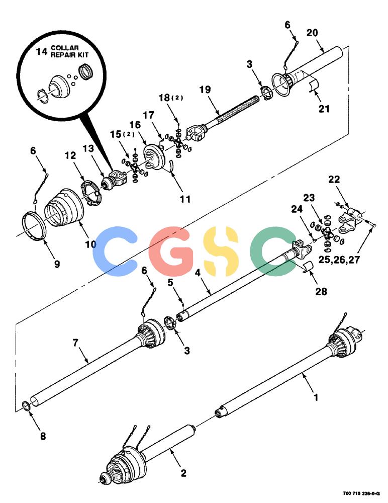 凯斯零件查询(8465) - CASE IH AUTO ROUND BALER (1/91-12/97) (2-06) - IMPLEMENT DRIVELINE ASSEMBLY, 1000 RPM, NEAPCO, SERIAL NUMBER CFH0078355 AND LATER Case Agriculture