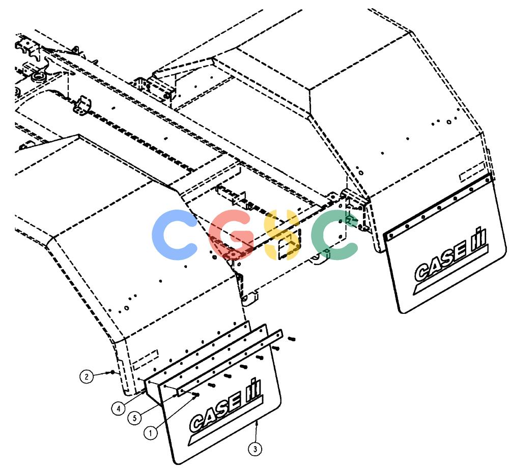 凯斯零件查询(FLX3510) - FLOATER (8/04-8/06) (10-005) - MUDFLAP GROUP, REAR OF REAR Case Agriculture