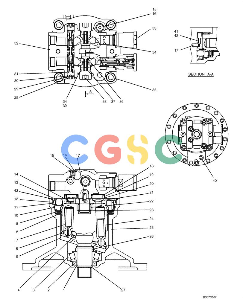 纽荷兰零件查询(E235BSRNLC) - CRAWLER EXCAVATOR ASN YU05-02001 (01-017[01]) - MOTOR ASSY (SWING) (YF15V00004F1) New Holland Constructuion