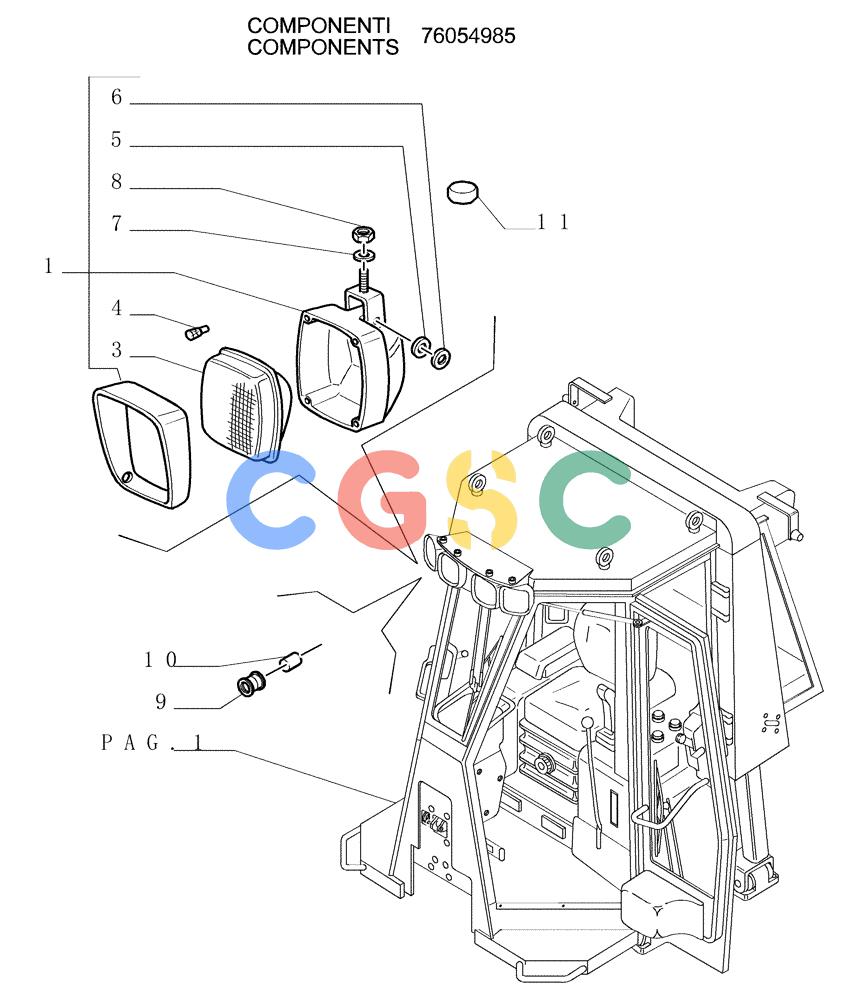纽荷兰零件查询(DC150PS) - CRAWLER DOZER (9.652[15]) - ROPS CAB - FLOODLIGHT - OPTIONAL CODE 76076873 New Holland Constructuion