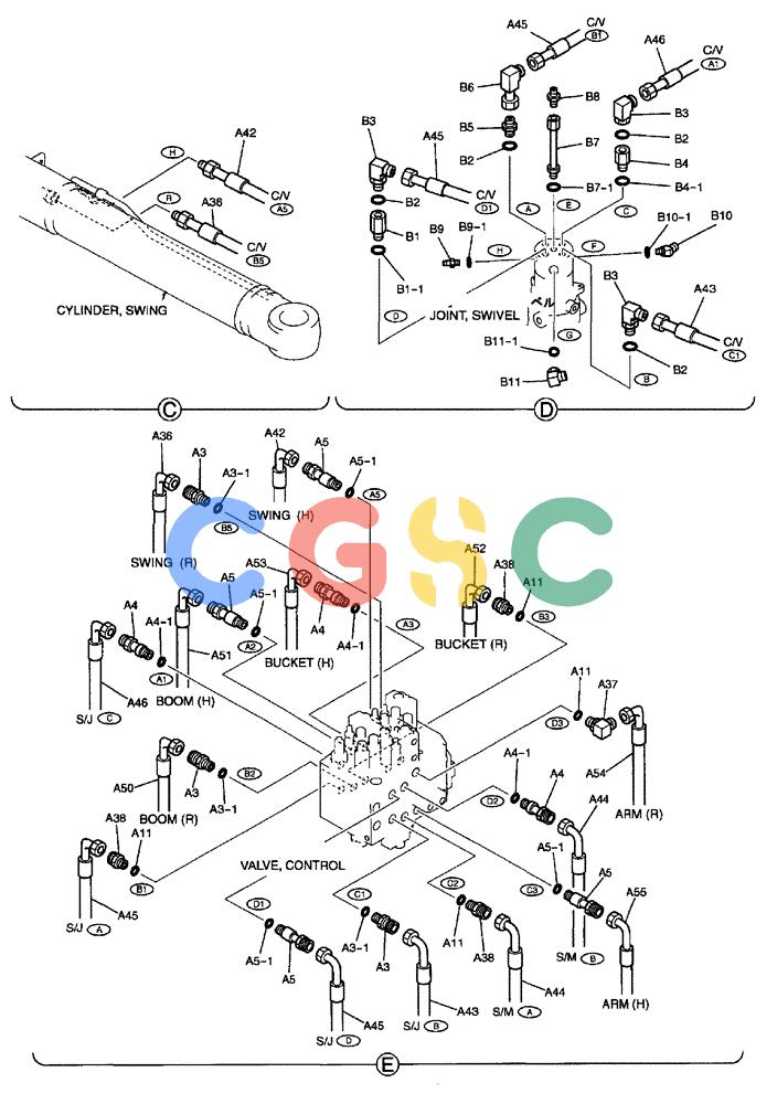 纽荷兰零件查询(EH80) - MIDI CRAWLER EXCAVATOR ASN LF04-02000 (N4TA18001 thru N4TA18010, ASN N5TA18011 -) (NA) (1/ (028) - HYD LINES, UPPER (WITHOUT NIBBLER AND BREAKER, MAIN) New Holland Constructuion