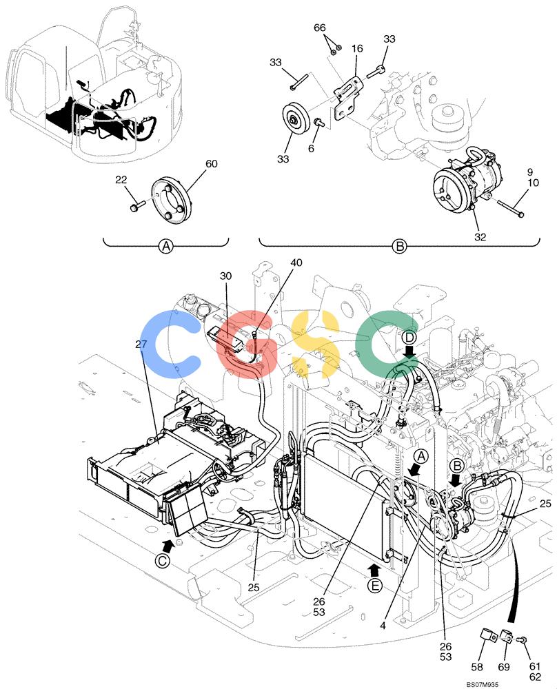 纽荷兰零件查询(E135B) - CRAWLER EXCAVATOR TIER 3 - ASN YH05-07001 (N8TA13006) (1/08-) (02-59[01]) - CONDITIONER ASSEMBLY, AIR (YY20M00017F1), PAGE 1 OF 3 New Holland Constructuion