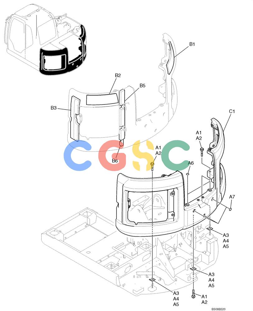 纽荷兰零件查询(E70BSR) - COMPACT CRAWLER EXCAVATOR BTW YT05-15001 - 18000 (NA) (4/08-) (02-03-00[00]) - COUNTERWEIGHT INSTALLATION (YT60C00021F1) New Holland Constructuion