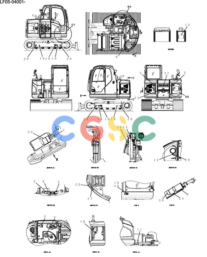 纽荷兰零件查询(E80BMSR) - CRAWLER EXCAVATOR ASN LF05-04001 - (N8TA18060) (950-27-1[1]) - NAME PLATE INSTAL New Holland Constructuion
