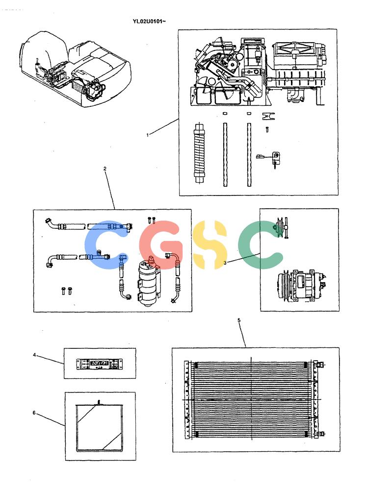 神钢零件查询(ED190LC) - BLADE RUNNER EXCAVATOR/DOZER BTW YL02U0101 - YL03U0135 (1/02-12/06) (01-063) - CONDITIONER ASSY, AIR Kobelco