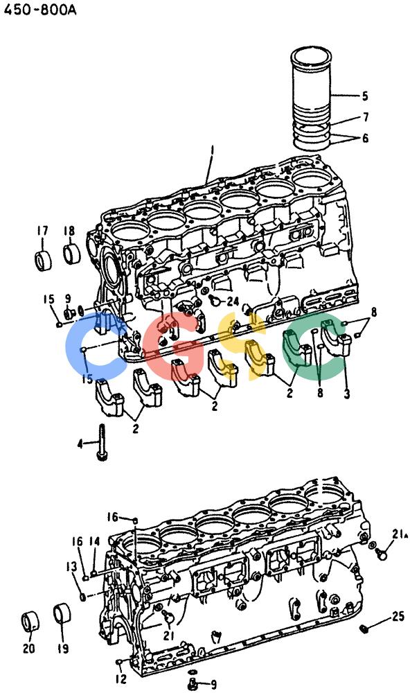 神钢零件查询(6D16-T) - MITSUBISHI DIESEL ENGINE - K909 II & K909LC II EXCAVATORS (1/87-12/06) (07-001) - CYLINDER BLOCK REPAIR KIT Kobelco