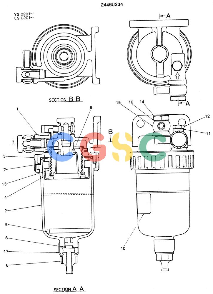 神钢零件查询(K916LC) - MARK II EXCAVTOR ASN YS0201 (1/89-12/03) (05-007) - FILTER ASSY Kobelco