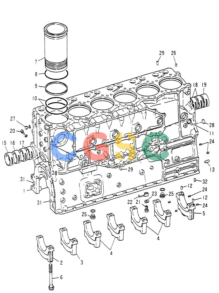 神钢零件查询(6D22) - MITSUBISHI DIESEL ENGINE - K909A, K912A, K916, & K935 (1/76-12/06) (01-001) - CYLINDER BLOCK Kobelco