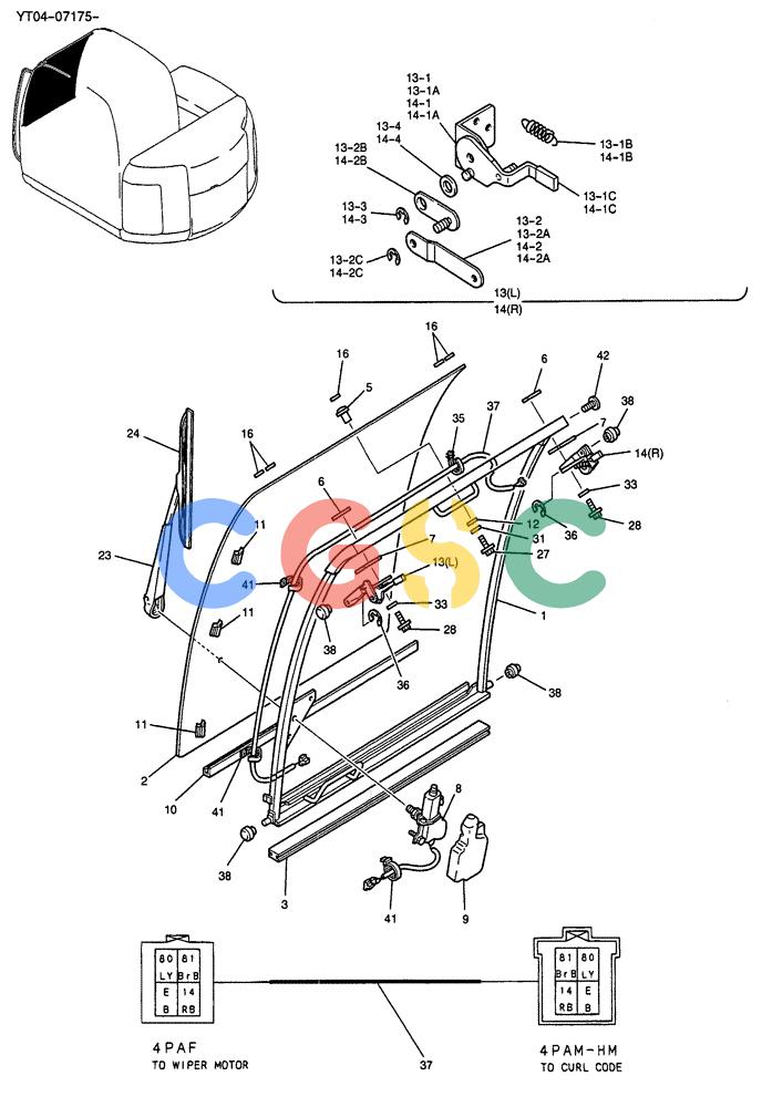 纽荷兰零件查询(E70SR) - MIDI CRAWLER EXCAVATOR ASN YT04-07175 (01-036) - WINDOW ASSY, FR. New Holland Constructuion