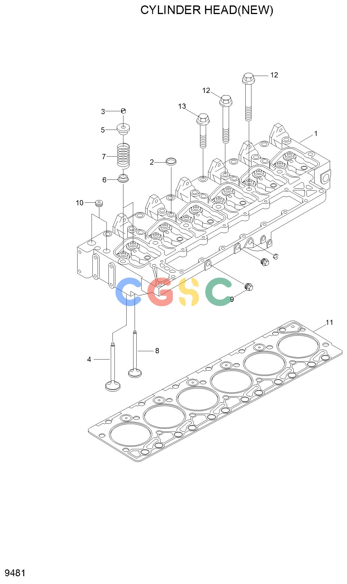 现代零件查询100/120/135/160D-7 CYLINDER HEAD(NEW)EPC Hyundai 