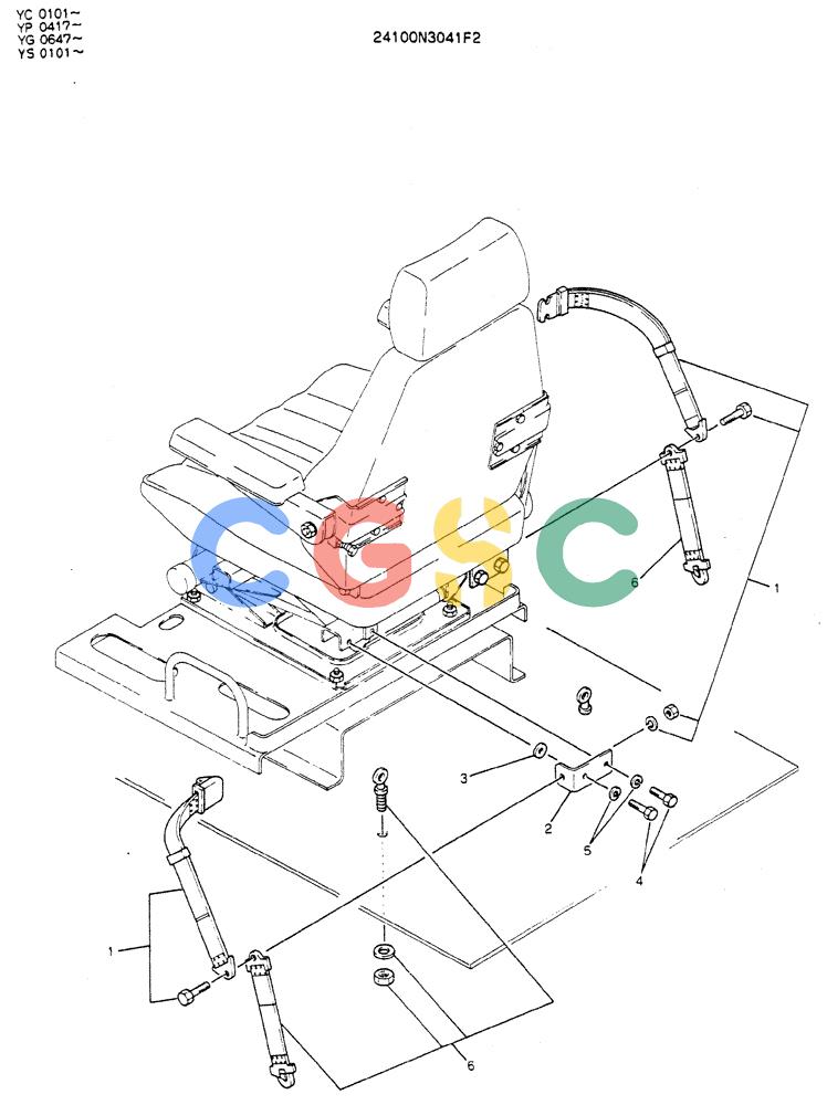 神钢零件查询(MD300LC) - EXCAVATOR BTW YC0101 - YC0300 (1/80-12/06) (08-006) - BELT ASSY, SEAT Kobelco