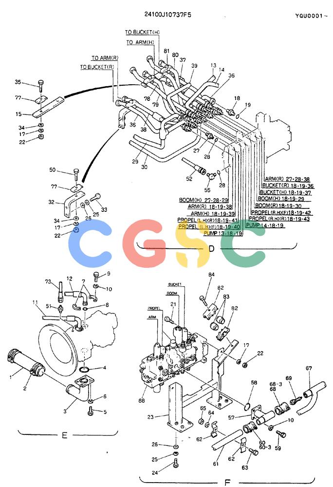 神钢零件查询(MD200BLC) - EXCAVATOR ASN YQU0001 (1/80-12/06) (04-001[02]) - HYDR LINES, UPP Kobelco