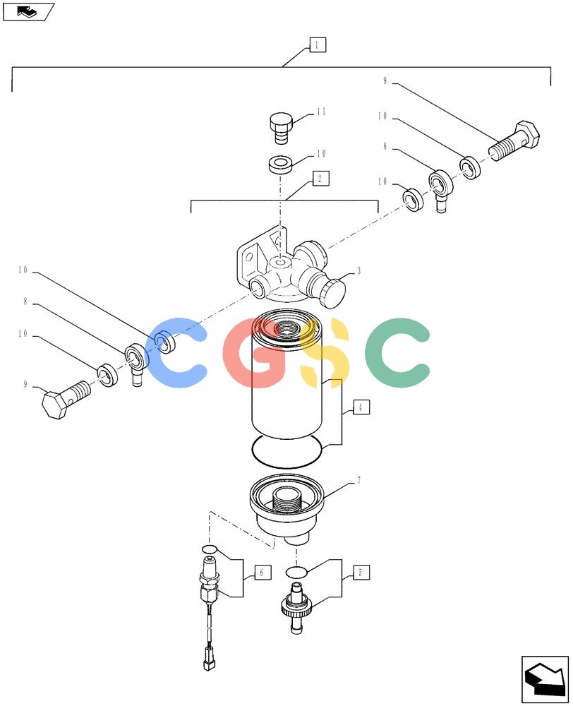 纽荷兰零件查询(E135BSRLC) - CRAWLER EXCAVATOR ASN YH06-08001 (08-030[00]) - FUEL FILTER New Holland Constructuion