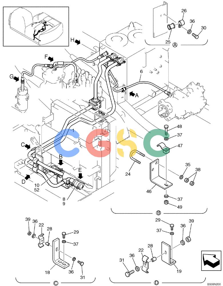 纽荷兰零件查询(EH215) - CRAWLER EXCAVATOR (9/03-) (08 -10[00]) - HYDRAULIC LINES, RETURN, PAGE 1 OF 2 New Holland Constructuion