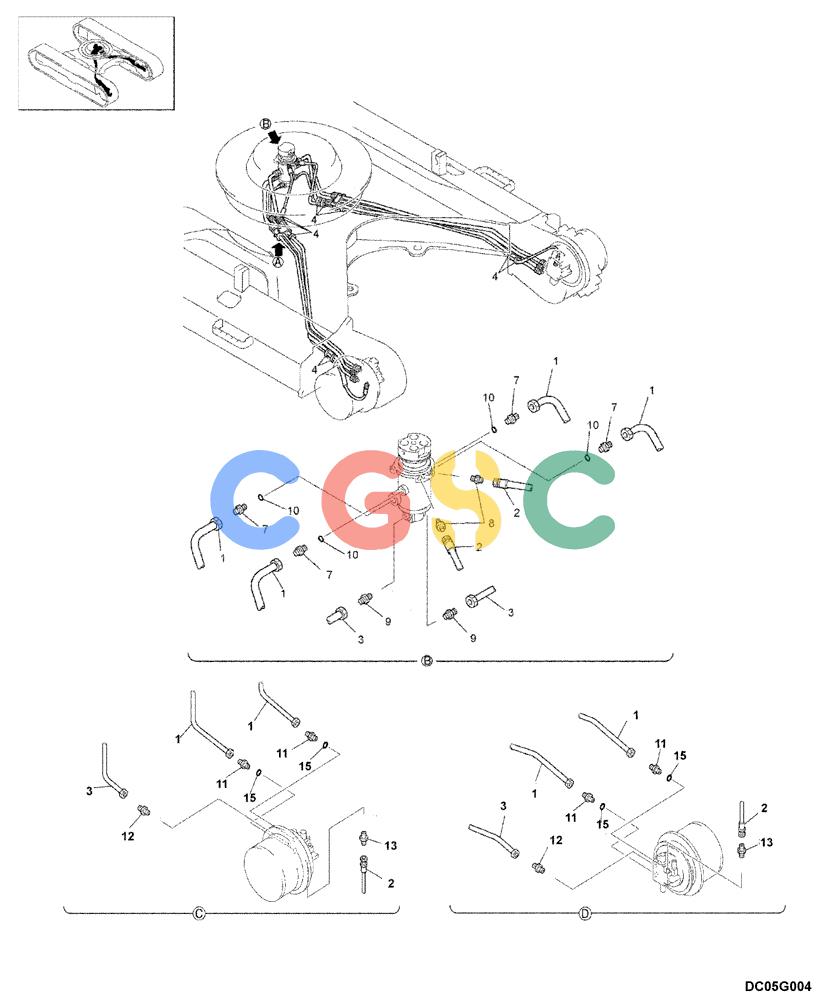 纽荷兰零件查询(EH215) - CRAWLER EXCAVATOR (9/03-) (08 -46[00]) - HYDRAULIC LINES - LOWER, HIGH AND WIDE (YN02HU0006F1) New Holland Constructuion