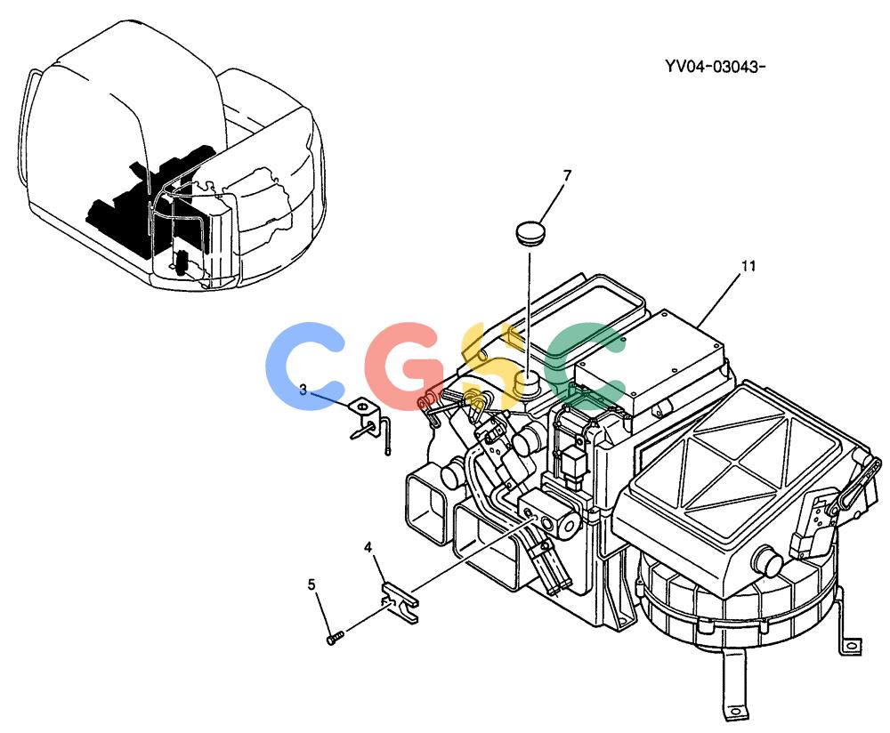 纽荷兰零件查询(E115SR) - CRAWLER EXCAVATOR ASN YV04-03043 (01-058) - CONDITIONER ASSY, AIR P/N YT20M00009F1 New Holland Constructuion