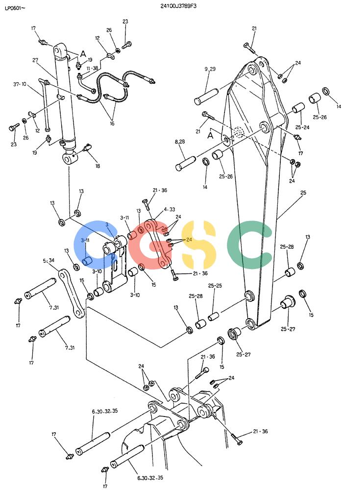 神钢零件查询(K905LC) - EXCAVATOR BTW YP0115 - YP0301 (1/85-12/03) (07-003) - ARM ASSY, 2.6M Kobelco