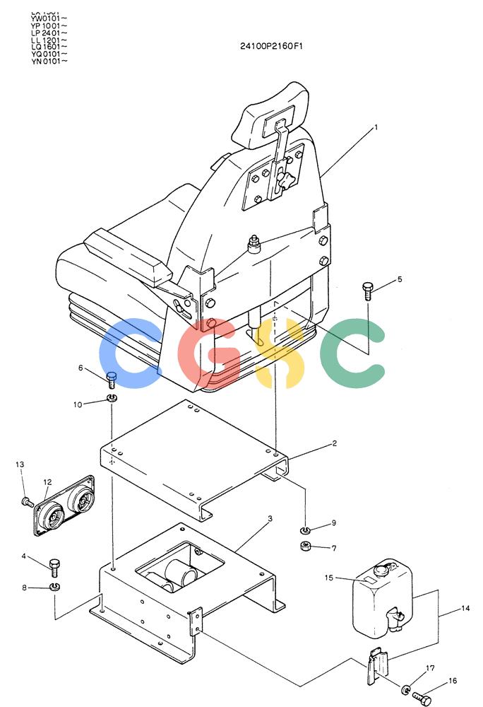 神钢零件查询(K905LC) - MARK II EXCAVATOR BTW YP1001 - YP1281 (1/87-12/03) (02-012) - SEAT ASSY (FOR NORTH EUROPE) Kobelco