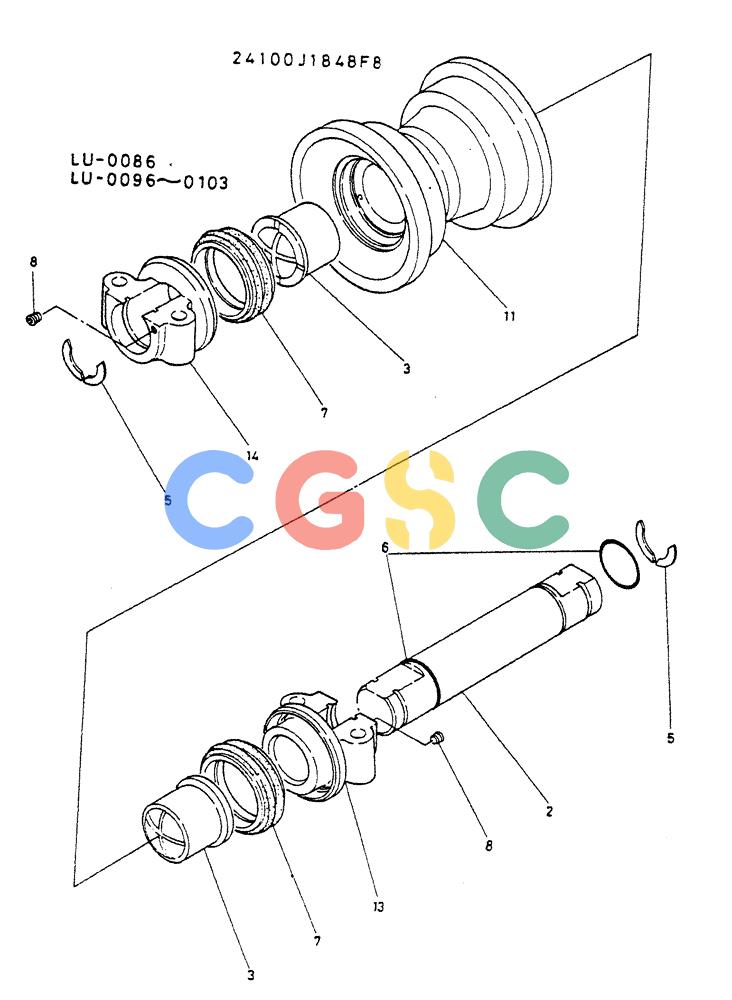 神钢零件查询(K935) - EXCAVATOR SUPPLEMENT ASN LU00154 (1/76-12/03) (06-006) - ROLLER ASSY P/N 24100J1848F8 Kobelco
