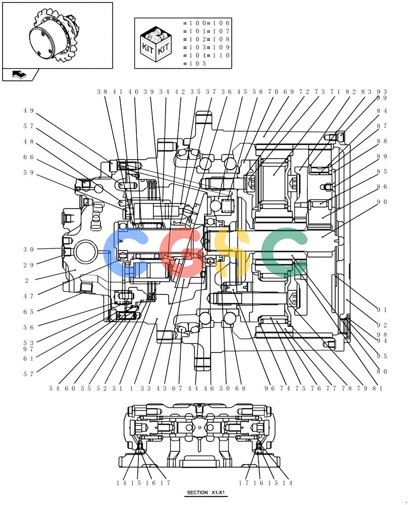 纽荷兰零件查询(E235BSR) - CRAWLER EXCAVATOR (5/07-) (3.010[02]) - MOTOR ASSY, PROPELLING New Holland Constructuion