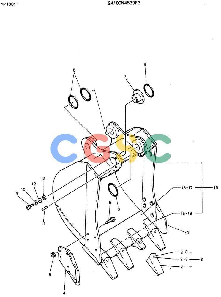 神钢零件查询(MD140BLC) - EXCAVATOR BTW YP1001 - YP1281 (1/80-12/06) (09-006) - BUCKET ASSY, 0.4M Kobelco