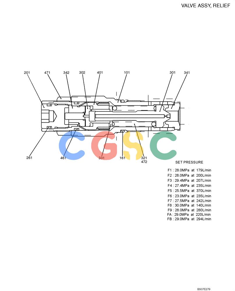 神钢零件查询(SK170-8) - ACERA MARK III EXCAVATOR - TIER 3 (NA) ASN YM04-U1601 - (5/07-12/12) (08-27[00]) - VALVE ASSEMBLY, RELIEF (YN22V00014F1) Kobelco