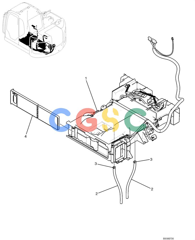 纽荷兰零件查询(E70BSR) - COMPACT CRAWLER EXCAVATOR BTW YT05-15001 - 18000 (NA) (4/08-) (02-64-00[00]) - AIR CONDITIONER ASSEMBLY (YN20M00118F1) New Holland Constructuion