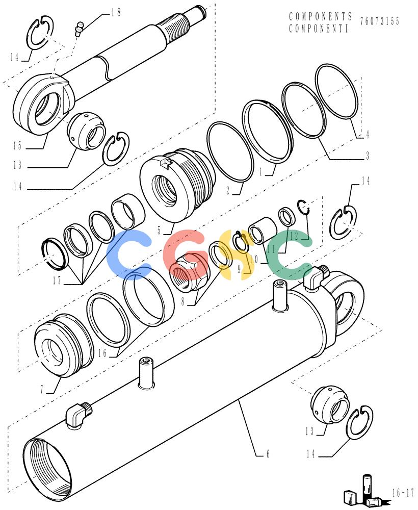 纽荷兰零件查询(DC150PS) - CRAWLER DOZER (9.488[02]) - PAT CYLINDERS - OPTIONAL CODE 76075345 New Holland Constructuion