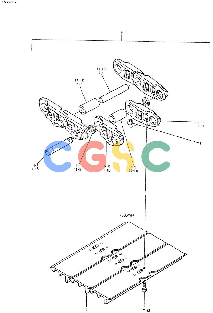 神钢零件查询(K907CLC) - EXCAVATOR BTW YG0101 - YG0500 (1/85-12/03) (07-005) - INSTAL, CRAWLER TRACK (FOR WET LAND) Kobelco