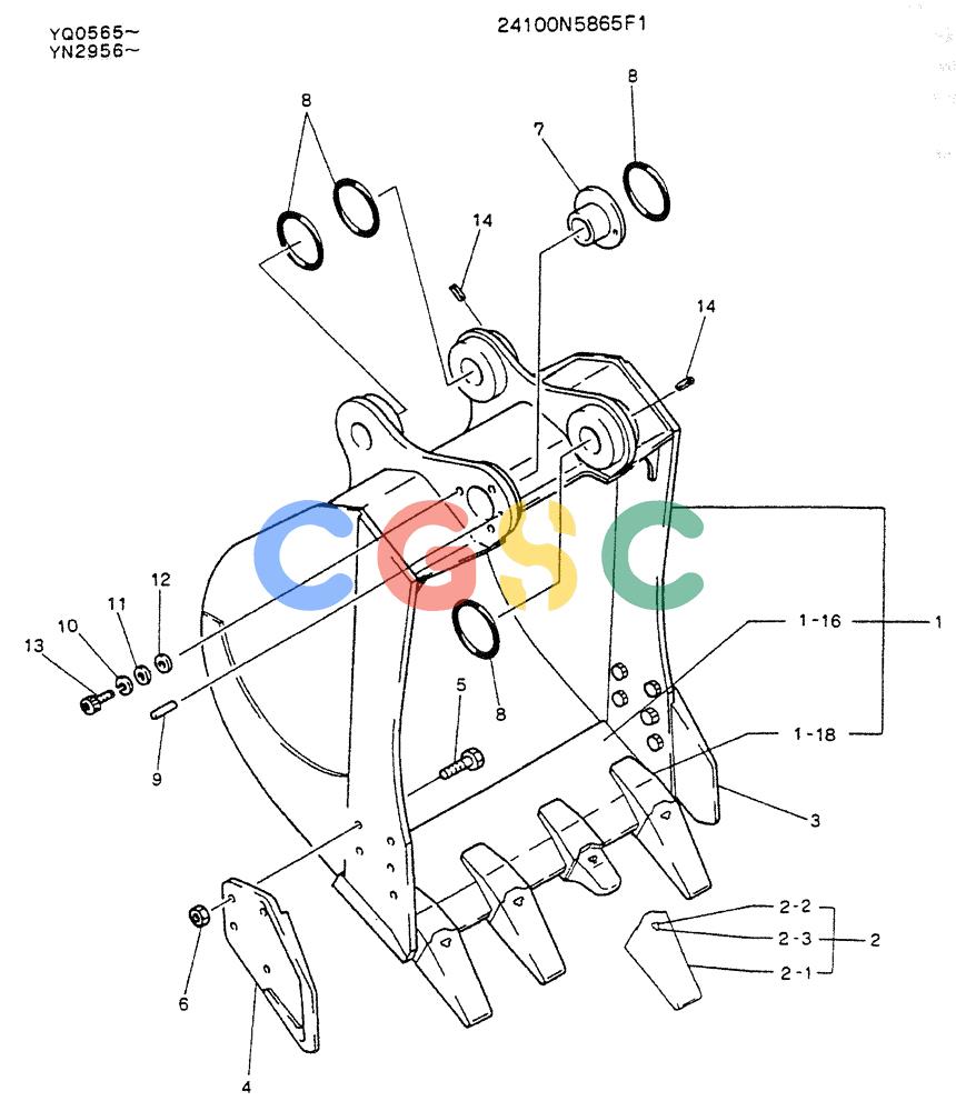 神钢零件查询(K907LC) - MARK II EXCAVATOR ASN YQ0565 (GLOBAL) (1/87-12/03) (09-020) - BUCKET ASSY, HD 0.7M Kobelco
