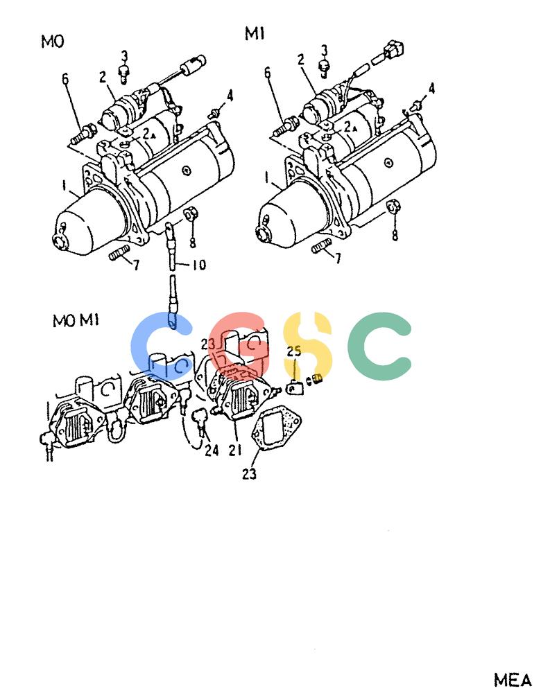 神钢零件查询(6D22-TC) - MITSUBISHI DIESEL ENGINE - K912, K912LC, & K916 (1/83-12/06) (04-004) - STARTER GENERAL 050-110E Kobelco