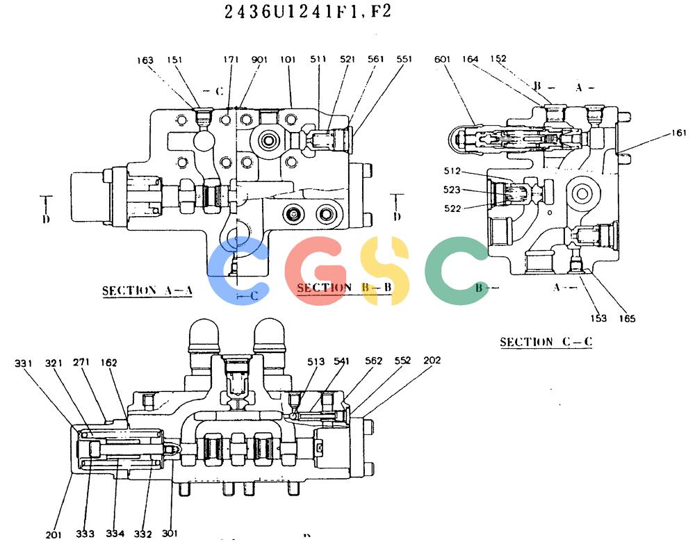 神钢零件查询(MD240BLC) - EXCAVATOR ASN LL1488 (1/80-12/06) (11-011) - VALVE ASSY, CONTROL (SWING) Kobelco
