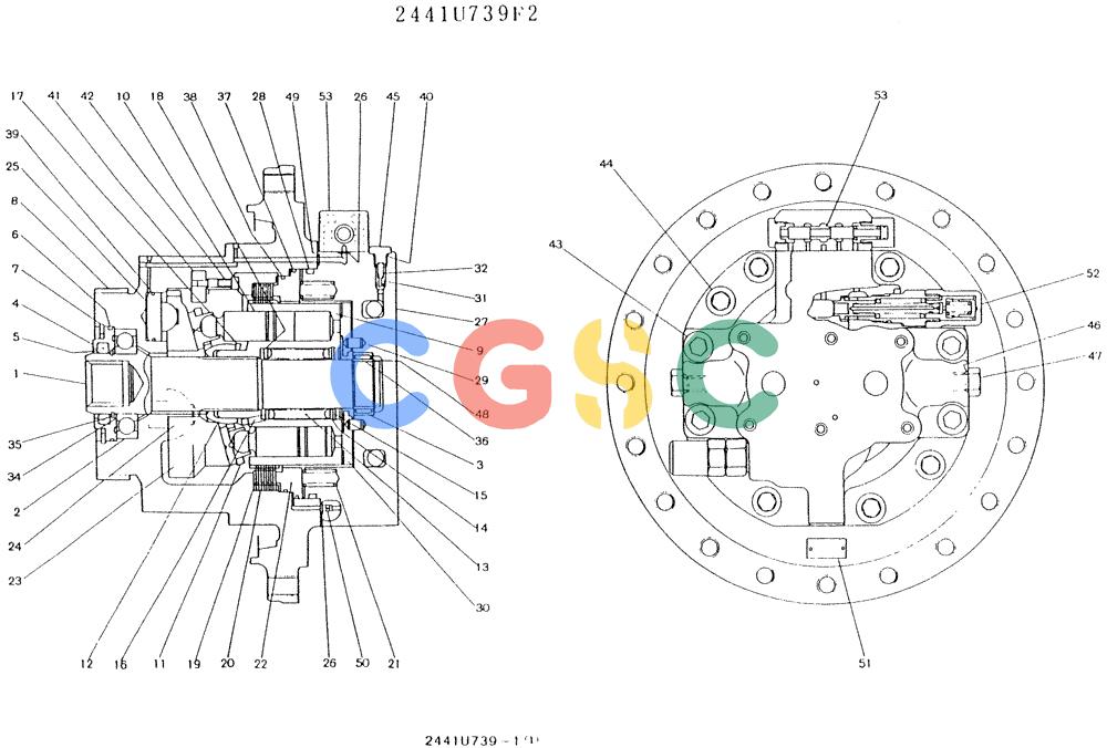 神钢零件查询(K907LC) - MARK II EXCAVATOR BTW YQ0101 - YQ0564 (1/87-12/03) (11-031) - MOTOR ASSY (PROPELLING) Kobelco