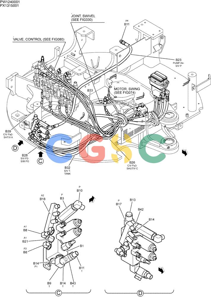 纽荷兰零件查询(E35SR) - COMPACT CRAWLER EXCAVATOR ASN PX13-15001 (N6TN61732) (NA) (1/06-) (05-008[02]) - CONTROL LINES, REMOTE New Holland Constructuion