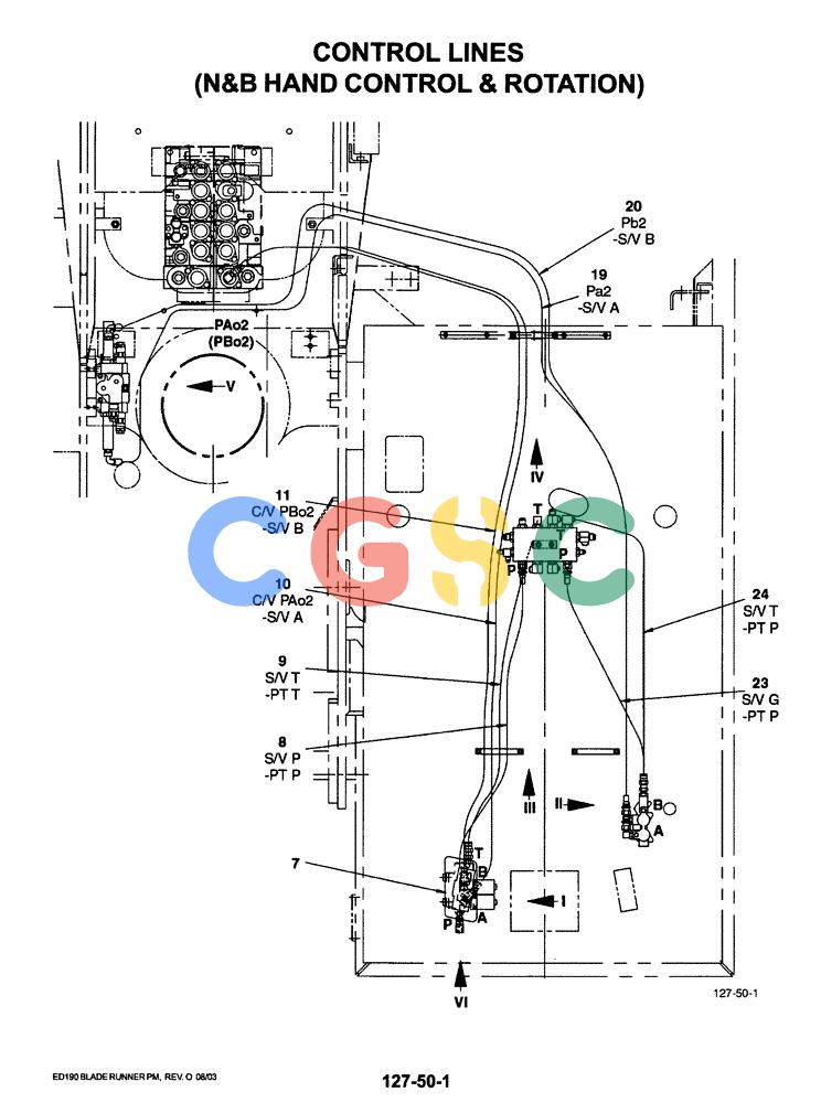 神钢零件查询(ED190LC-6E) - BLADE RUNNER EXCAVATOR/DOZER BTW YL03U0136 - YL03U0292 (1/05-12/06) (01-048[01]) - CONTROL LINES (N AND B HAND CONTROL AND ROTATION) Kobelco